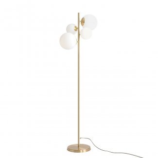 Piękna nowoczesna lampa podłogowa złota białe kule BLOOM 1091A40