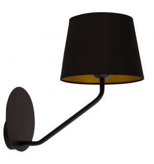 Stylowa lampa ścienna kinkiet z abażurem czrny złoty LIZBONA 32113
