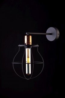 Stylowa lampa ścienna kinkiet czarny druciany loft MANUFACTURE 9742