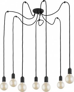 Stylowa lampa wisząca żyrandol pająk czarny QUALLE VII