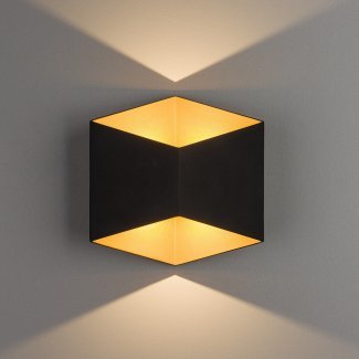 Lampa ogrodowa kinkiet czarny złoty TRIANGLES LED 8141